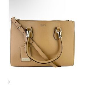 Schutz Lorena Leather Beige Tote Handbag Crossbody Purse Women's